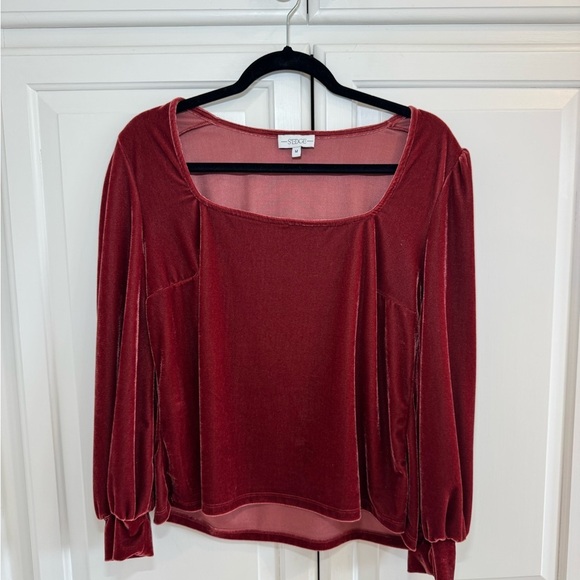 Nordstrom Tops - S’edge Velvet Square Neck Blouse in Deep Red